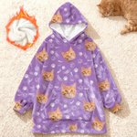 Personalised Funny Face Photo Multicolour Flannel Hoodie Daily Wear Birthday Christmas Gift for Family Friends Kids