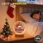 Personalized Santa-Hatted Long Tailed Marsupilami Acrylic LED Night with Name Light Christmas Gift for Kids | Callie × Marsupilami®