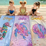 Personlig strandhandduk med havsdjur design superstor och snabbttorkande med namn perfekt present för semester eller födelsedag