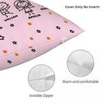 Personalized Line-Art Kids' Characters Multicolor Soft Throw Pillow Cover with Title and 1-10 Names Home Decor Birthday Gift for Family