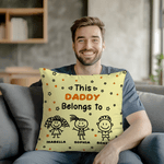 Personalized Line-Art Kids' Characters Multicolor Soft Throw Pillow Cover with Title and 1-10 Names Home Decor Birthday Gift for Family