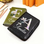 Personalized Mother-of-Pearl Effect Birth Flower PU Leather Notebook Organizer with Name and Notebook Birthday Gift for Women