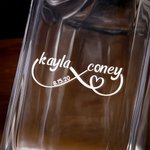 Personalized Infinity Heart Engraved Name Whiskey Decanter Glasses Set with Date and Wooden Box Birthday Anniversary Gift for Men Whiskey Lovers