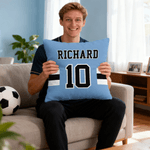 Personalized Multicolor Sports Theme Soft Throw Pillow Cover with Name and Number Home Decor Birthday Gift for Sports Lovers