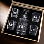 Personalised Birthday Theme Whiskey Decanter Glass Box with Engraved Name Birthday Anniversary Gift for Liquor Lovers