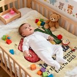 Personalized Joy to the World Cartoon Baby Character Soft Throw Blanket with Name First Christmas Gift for Newborns Family