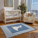 Personalized Goose Baby Gingham Tassel Soft Throw Blanket with Name Storybook Style Home Decor Birthday Baby Shower Gift for Kid Baby