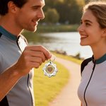 Portachiavi personalizzato con catena da bicicletta riciclata con motivo in legno e testo inciso al laser Regalo di compleanno per amici ciclisti