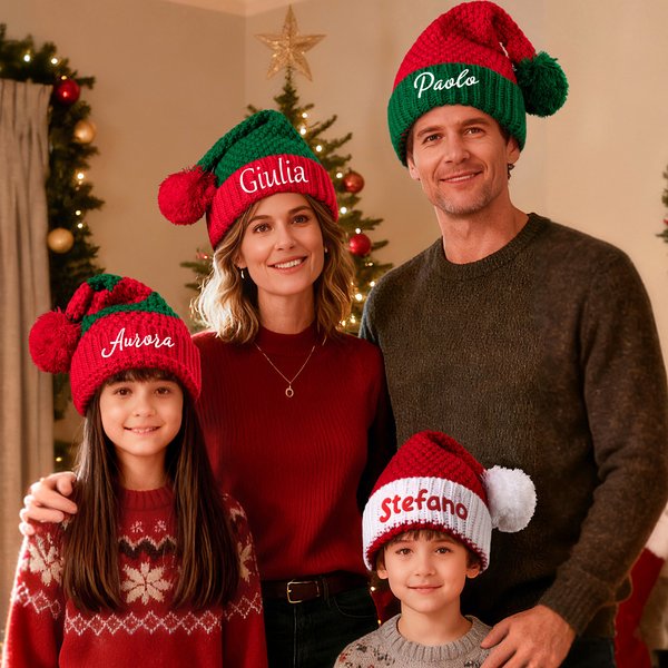 Cappello natalizio personalizzato con nome ricamato in stile unico regalo perfetto di Natale per famiglia