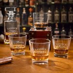 Personalized Vintage Aged Whiskey Decanter Glass Wooden Storage Box Set with Name and Year Birthday Father's Day Gift for Whiskey Lovers