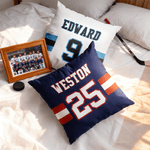 Personalized Multicolor Sports Theme Soft Throw Pillow Cover with Name and Number Home Decor Birthday Gift for Sports Lovers