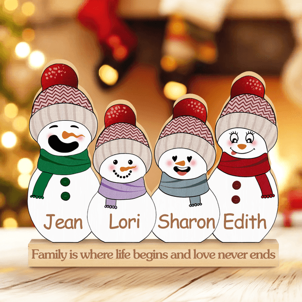 Personalized 2-8 Cute Snowmen Wooden Christmas Ornament with Name Holiday Decor Christmas Party Favor Gift for Family
