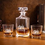 Personalized Tractor Engraved Name Whiskey Decanter Glasses Set with Wooden Box Birthday Anniversary Gift for Men Whiskey Lovers