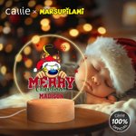 Personalized Santa-Hatted Long Tailed Marsupilami Acrylic LED Night with Name Light Christmas Gift for Kids | Callie × Marsupilami®
