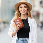 Personalized Mother-of-Pearl Effect Birth Flower PU Leather Notebook Organizer with Name and Notebook Birthday Gift for Women