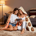 Personalised Tacos Pizza Biscuits Soft Hooded Blanket with Photos Home Decor Birthday Gift for Family Friends