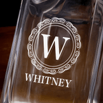 Personalized Vintage Monogram   Whiskey Decanter Wooden Box Set with Name and Initial Birthday Father's Day Gift for Men Whiskey Lovers