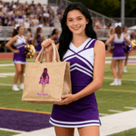 Personalised Cartoon Cheerleading Character Jute Tote Bag with Team Name Senior Night Game Day Team Gift for Cheerleaders Coaches