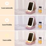 Portagioie portatile in pelle PU personalizzato con nome e specchio LED a tre colori per trucco regalo di compleanno essenziale per donne