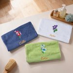 Personalized Embroidered Birth Flower Soft 100% Cotton Face Towel Bath Towel with Name Birthday Housewarming Gift for Family Friends