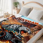 Personalizzato Mostro Ghepardo Leone Dinosauro Camion Coperta morbida con nome Regalo di compleanno per ragazzi bambini bambini amanti dei camion