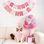 Personalised Cake Ballon Sequin Bow Tie Pet Bib Pet Birthday Set with Name Birthday Pet Party Gift for Pet Owners
