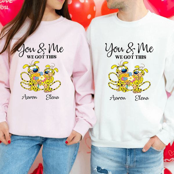 Personalised Yellow-Spotted Leopard Marsupilami Multicolor T-shirt Sweatshirt with Name Valentine's Day Gift for Couple | Callie × Marsupilami®