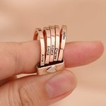 Personalized Sterling Silver Name Stacking Rings - Engraved 2-7 Bands with Heart Accent, Daily Wear Jewelry for Her