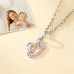 Collier personnalisé d'empreintes de pieds de bébé et de maman avec pierre de naissance Cadeau de douche de bébé pour nouvelle maman