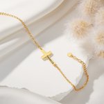 Personalized Minimalist Cross Name Bracelet Dainty Jewelry Christening Anniversary Birthday Gift for Women