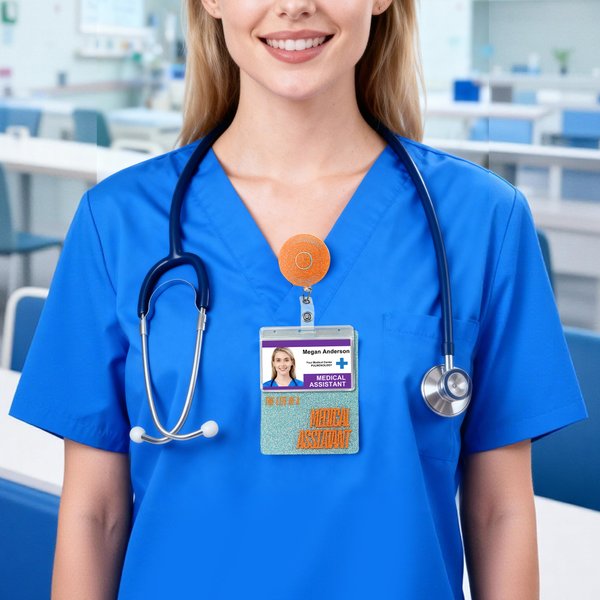 Personlig Showgirl Badge Reel i akryl med namn för dagligt bruk Sjuksköterskedagspresent för sjuksköterskor Läkare
