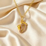 Collier personnalisé d'empreintes de pieds de bébé et de maman avec pierre de naissance Cadeau de douche de bébé pour nouvelle maman