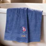 Personalized Embroidered Birth Flower Soft 100% Cotton Face Towel Bath Towel with Name Birthday Housewarming Gift for Family Friends