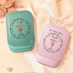 Personalized Watercolour Birth Flower Cross Bible Verse PU Leather Jewellery Box with LED Three-Colour Adjustable Mirror and Name Birthday Gift for Women