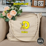 Personalized Yellow-Spotted Leopard Marsupilami Leisure Corduroy Tote Bag with Name Birthday Gift for Friends Kids | Callie × Marsupilami®