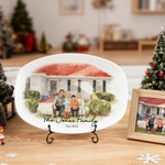Personalized Watercolour House Photo Decorative Plate with Stand and Text Housewarming Christmas Gift for Family Friends