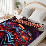 Personalized Monster Neon Truck Soft Throw Blanket with Name Home Decor Birthday Gift for Boys Truck Lovers