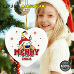 Personalized Santa Hat Cute Marsupilami Heart Shape Ceramic Christmas Ornament with Name Christmas Gift for Kids Family | Callie × Marsupilami®