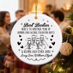 Personalized Best Friends Cheers Ceramic Ornament with Names Birthday Bridesmaid Anniversary Christmas Gift for Besties Sisters
