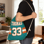 Personalized Multicolor Sports Theme Drawstring Beach Backpack String Bag with Name and Number Outdoor Activities Birthday Gift for Sports Lovers