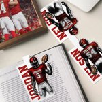 Personalized Cartoon Football Character Magnetic Bookmark Clip with Name and Number Competition Day Team Gift for Football Player Team Member