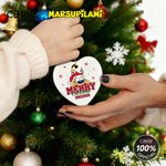 Personalized Santa Hat Cute Marsupilami Heart Shape Ceramic Christmas Ornament with Name Christmas Gift for Kids Family | Callie × Marsupilami®