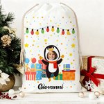 Sacco regalo personalizzato con foto e nome regalo ideale per Natale compleanno e occasioni speciali per bambini
