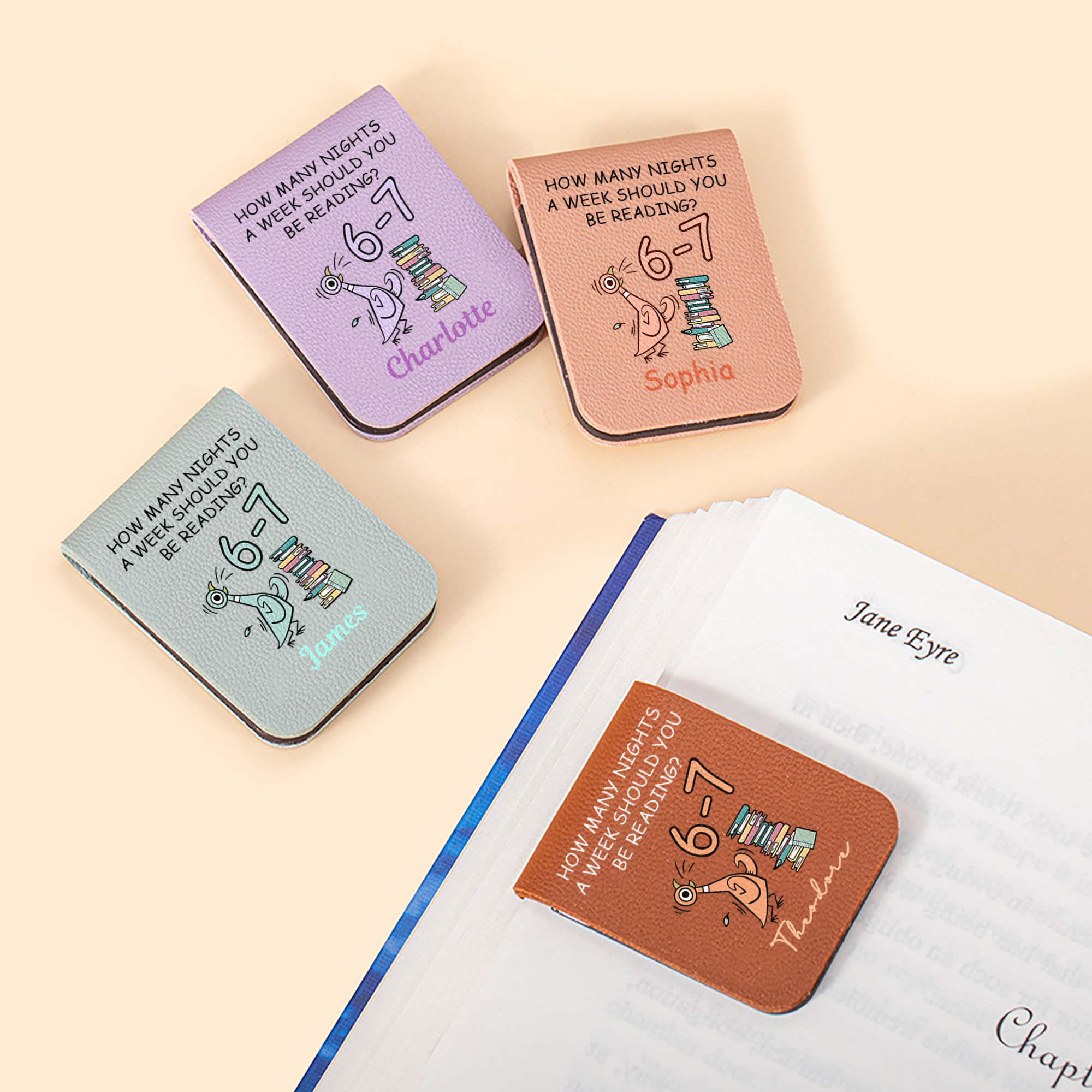 Marque-page magnétique en cuir PU avec nom Cadeau d'anniversaire pour les amoureux des livres de la génération Z