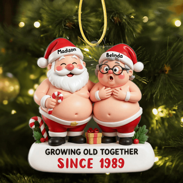 Personalised Cartoon Character Christmas Funny Couple Acrylic Ornament with Name and Year Home Decor Anniversary Christmas Gift for Family Couple