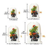 Personalised Santa Hat Dinosaur Lorry Canvas Drawstring Gift Bag with Name Christmas Party Favors for Kids Students