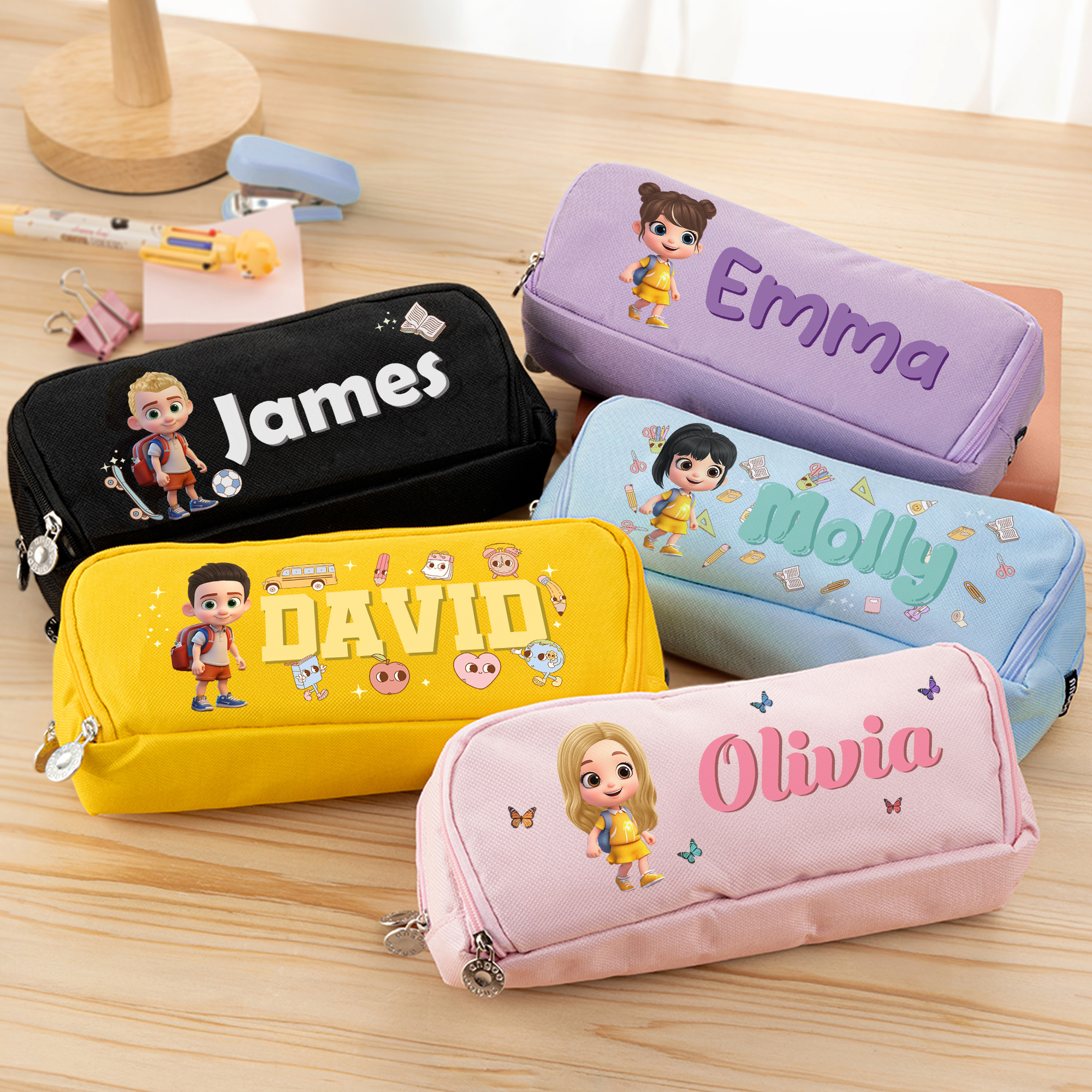 Personnalisé 3D Cartoon Character Multi-Compartment Pencil Case with Name Back to School Birthday Gift for Boys Girls