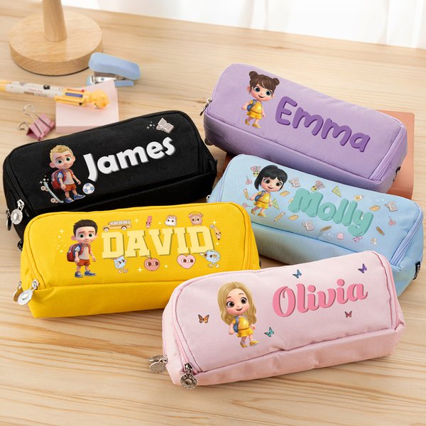 Personalized 3D Cartoon Character Multi-Compartment Pencil Case with Name Back to School Birthday Gift for Boys Girls