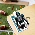 Personalized Cartoon Football Character Magnetic Bookmark Clip with Name and Number Competition Day Team Gift for Football Player Team Member