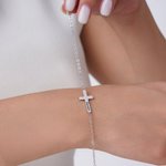 Personalized Minimalist Cross Name Bracelet Dainty Jewelry Christening Anniversary Birthday Gift for Women